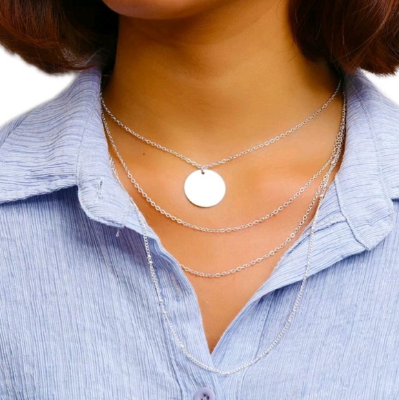 Gorgeous Gold or Silver Layered Coin Bar Necklace - Picture 3 of 3